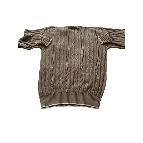 Vintage 80's Women's Cable Knit Beige Made In USA Sweater Size Medium - Picture 2 of 11